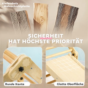 Klettergerüst faltbar mit Rutsche und Kletterwand für Kinder aus Holz