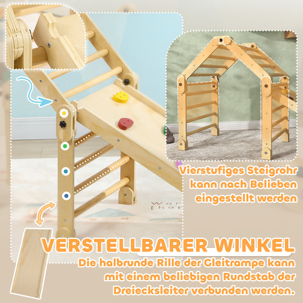 Klettergerüst faltbar mit Rutsche und Kletterwand für Kinder aus Holz