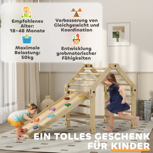 Klettergerüst faltbar mit Rutsche und Kletterwand für Kinder aus Holz