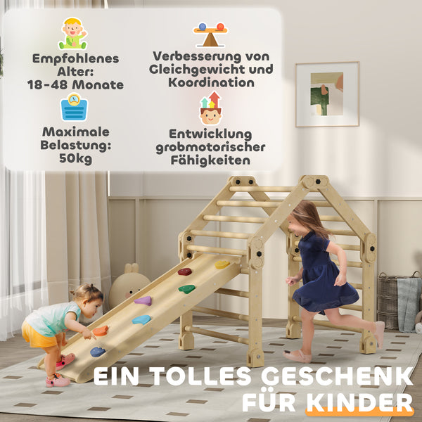 Klettergerüst faltbar mit Rutsche und Kletterwand für Kinder aus Holz