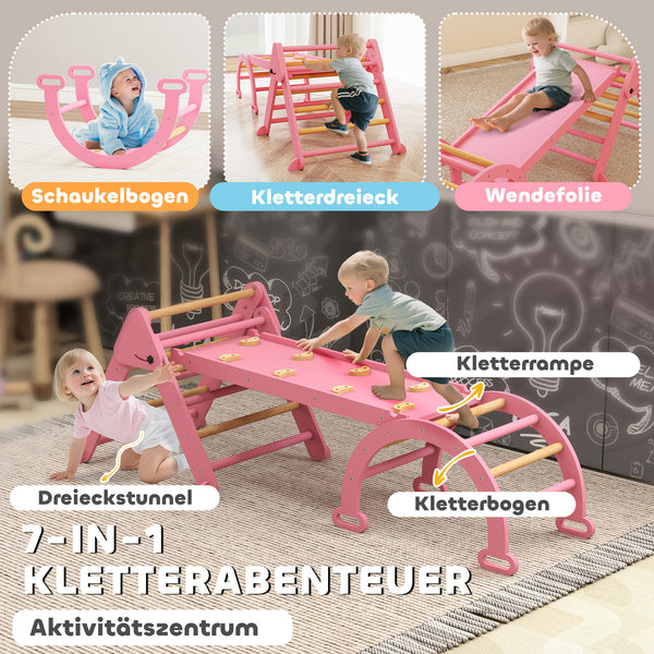 Klettergerüst Indoor klappbar mit Rutsche und Kletterdreieck