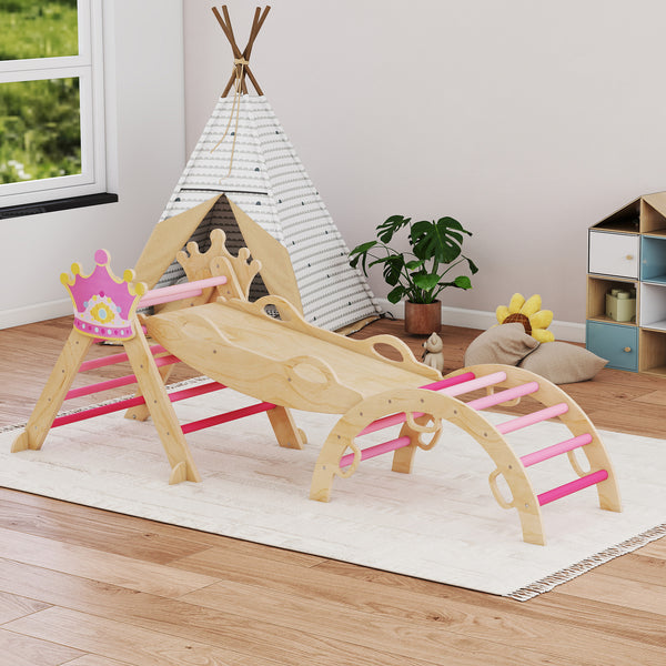 Klettergerüst Indoor mit Rutsche Prinzessin für Kinder aus Holz