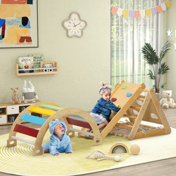 Klettergerüst Indoor für Kinder mit Rutsche und Kletterdreieck