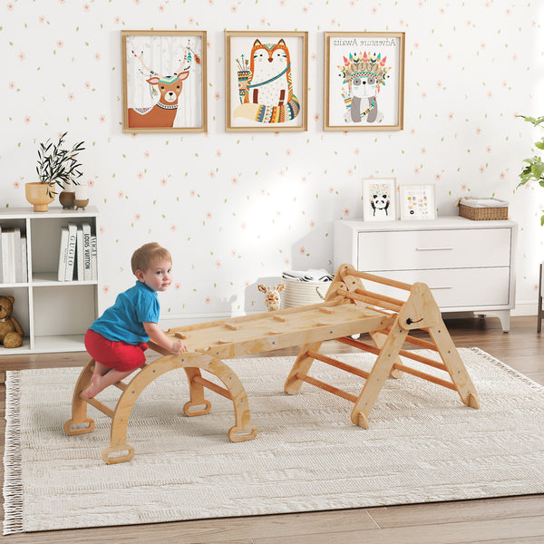 Klettergerüst klappbar mit Rutsche und Kletterwand für Kinder aus Holz