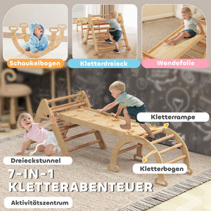 Klettergerüst klappbar mit Rutsche und Kletterwand für Kinder aus Holz
