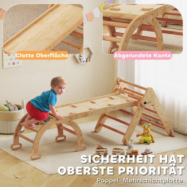 Klettergerüst klappbar mit Rutsche und Kletterwand für Kinder aus Holz