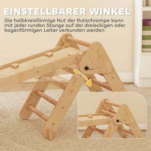 Klettergerüst klappbar mit Rutsche und Kletterwand für Kinder aus Holz