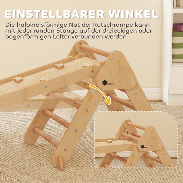 Klettergerüst klappbar mit Rutsche und Kletterwand für Kinder aus Holz