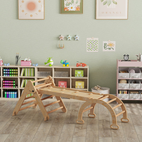Klettergerüst klappbar mit Rutsche und Kletterwand für Kinder aus Holz
