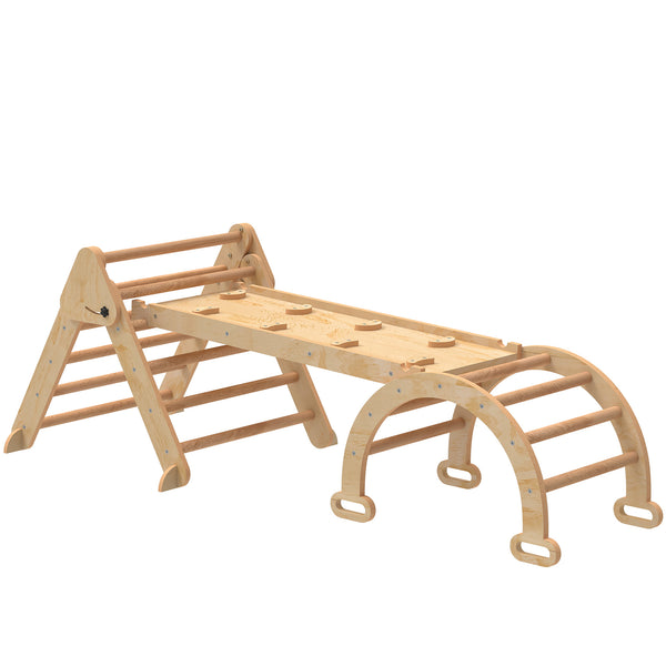 Klettergerüst klappbar mit Rutsche und Kletterwand für Kinder aus Holz
