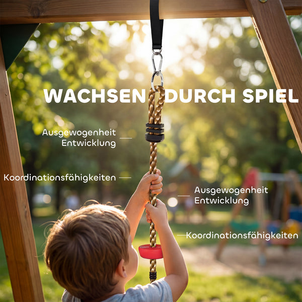 Kletterseil Schaukel mit Plattform für Kinder Outdoor 3-8 Jahre