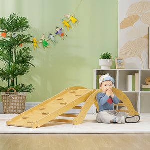 Kinder Kletterset Indoor mit Rutsche und Schaukelwippe aus Holz