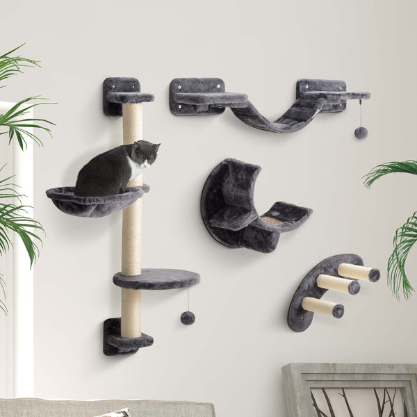 Kletterwand Set für Katzen mit Hängematte und Katzenbrücke