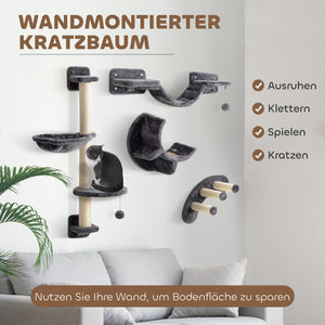 Kletterwand Set für Katzen mit Hängematte und Katzenbrücke