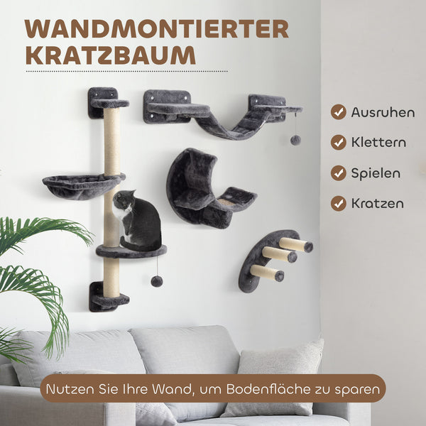 Kletterwand Set für Katzen mit Hängematte und Katzenbrücke