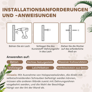Kletterwand Set für Katzen mit Hängematte und Katzenbrücke