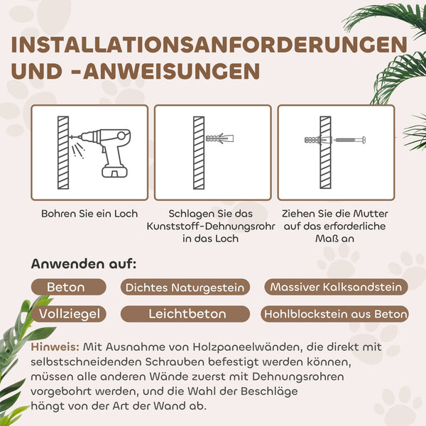Kletterwand Set für Katzen mit Hängematte und Katzenbrücke
