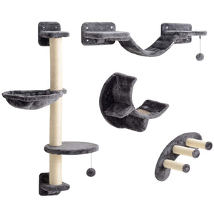 Kletterwand Set für Katzen mit Hängematte und Katzenbrücke