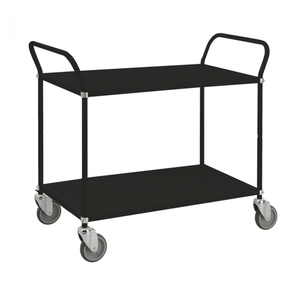 Tischwagen Etagenwagen Schwarz 2 Böden mit Bremse