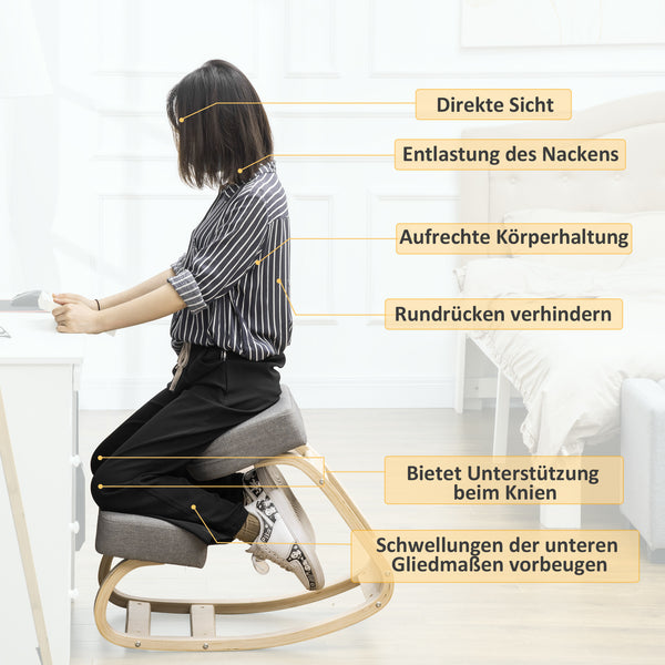 Kniestuhl ergonomisch für gesunde Sitzhaltung Birkenholz