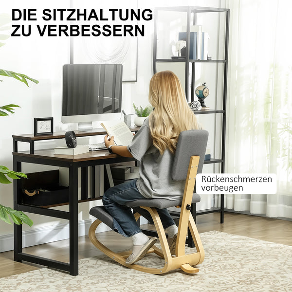 Kniestuhl ergonomisch für Büro Homeoffice und Meditation grau