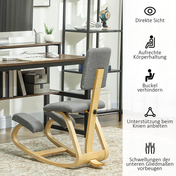 Kniestuhl ergonomisch für Büro Homeoffice und Meditation grau