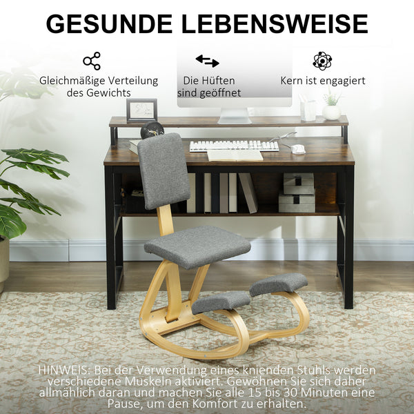Kniestuhl ergonomisch für Büro Homeoffice und Meditation grau