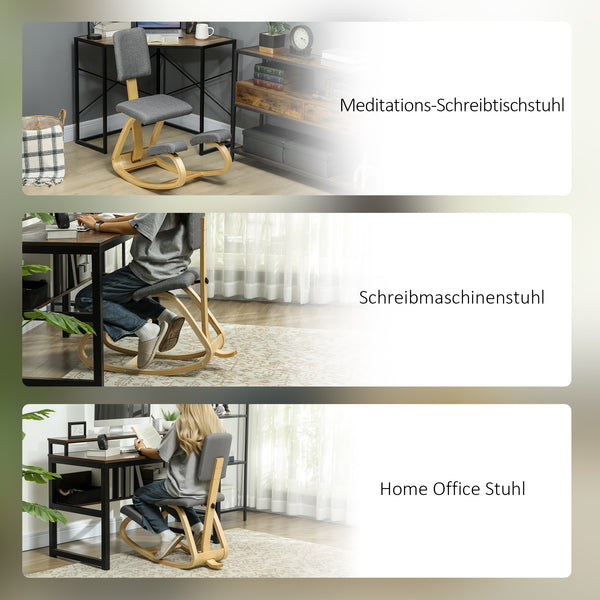 Kniestuhl ergonomisch für Büro Homeoffice und Meditation grau