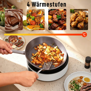 Kochplatte mit Grillfunktion und 2 Kochzonen 2000W weiss