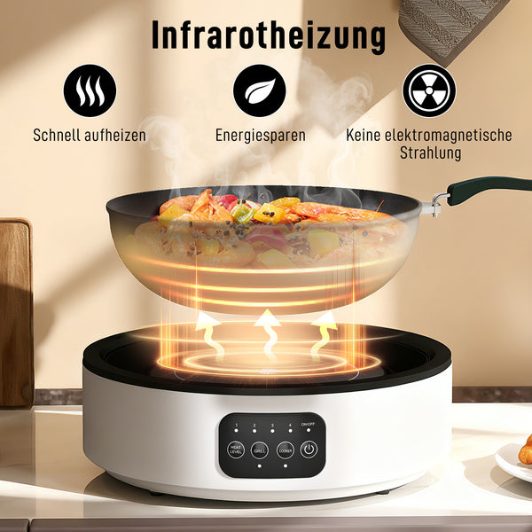 Kochplatte mit Grillfunktion und 2 Kochzonen 2000W weiss