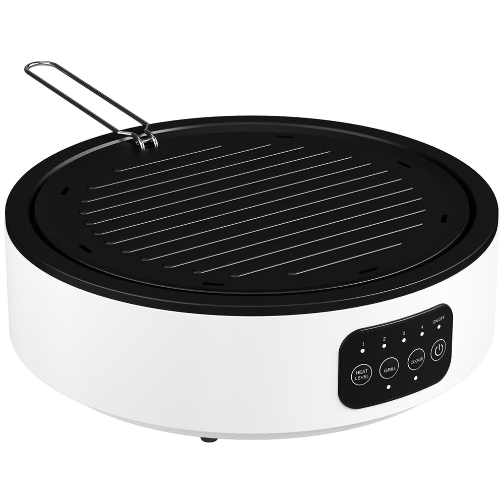Kochplatte mit Grillfunktion und 2 Kochzonen 2000W weiss