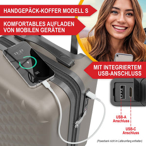 Kofferset 4tlg inkl. Kofferwaage und Schutzhülle Champagner