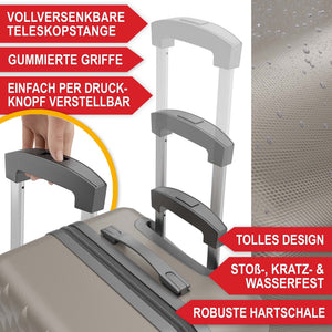 Kofferset 4tlg inkl. Kofferwaage und Schutzhülle Champagner