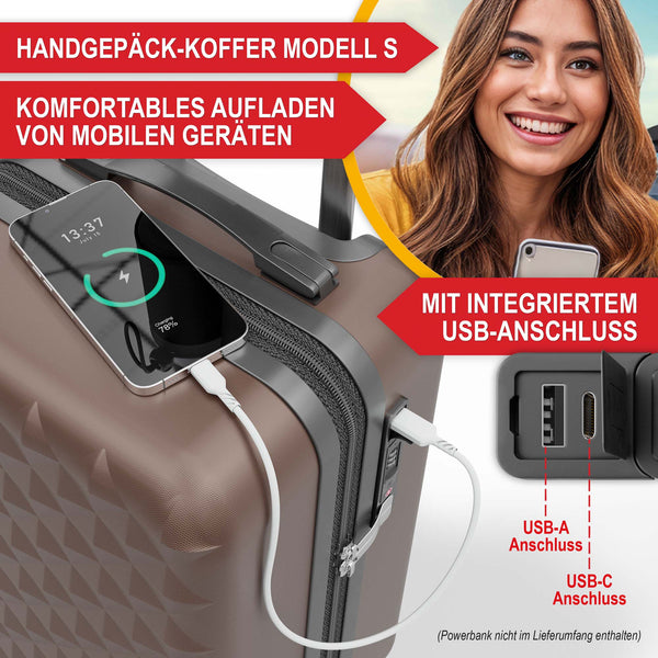 Kofferset 4tlg inkl. Kofferwaage und Schutzhülle Coffee