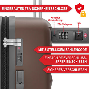 Kofferset 4tlg inkl. Kofferwaage und Schutzhülle Coffee