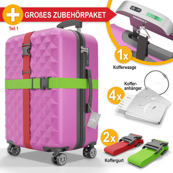 Kofferset 4tlg inkl. Kofferwaage und Schutzhülle Pink