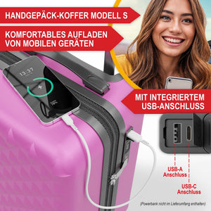 Kofferset 4tlg inkl. Kofferwaage und Schutzhülle Pink