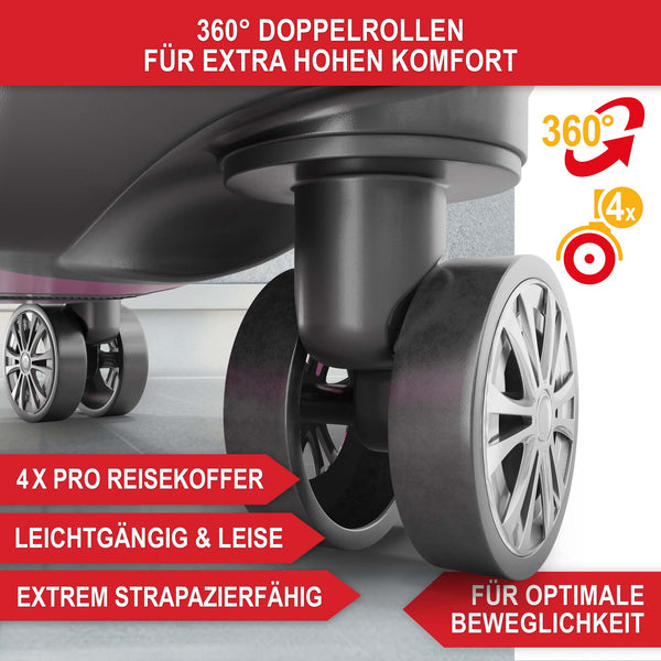 Kofferset 4tlg inkl. Kofferwaage und Schutzhülle Pink