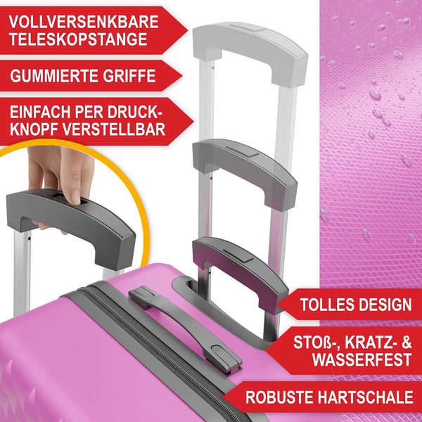 Kofferset 4tlg inkl. Kofferwaage und Schutzhülle Pink