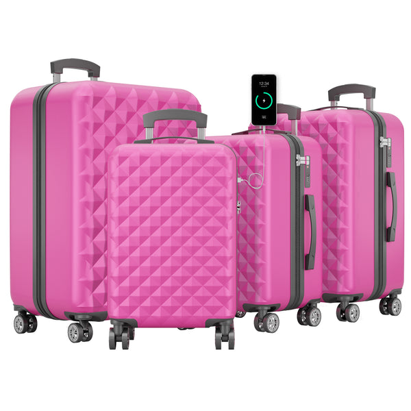 Kofferset 4tlg inkl. Kofferwaage und Schutzhülle Pink