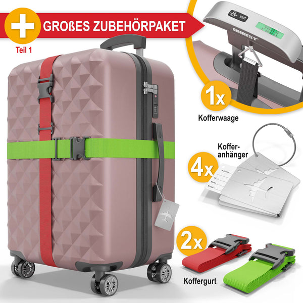 Kofferset 4tlg inkl. Kofferwaage und Schutzhülle Rose