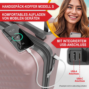 Kofferset 4tlg inkl. Kofferwaage und Schutzhülle Rose