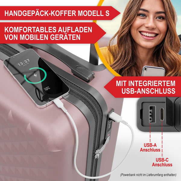 Kofferset 4tlg inkl. Kofferwaage und Schutzhülle Rose