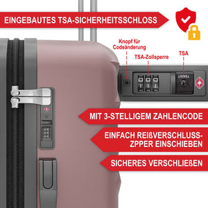Kofferset 4tlg inkl. Kofferwaage und Schutzhülle Rose