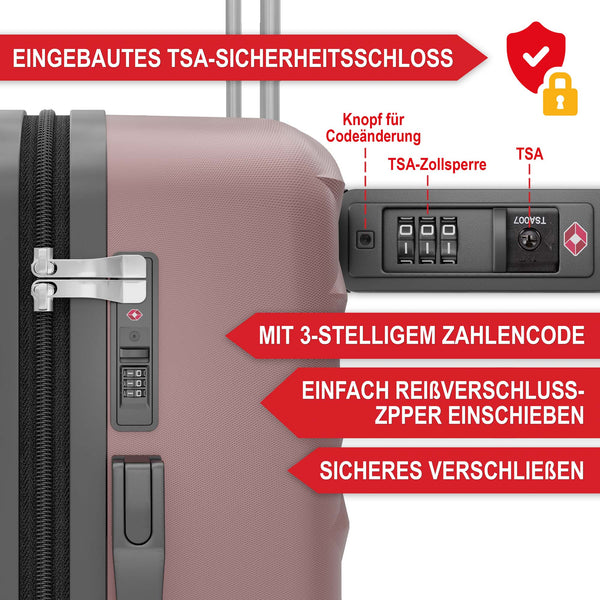 Kofferset 4tlg inkl. Kofferwaage und Schutzhülle Rose