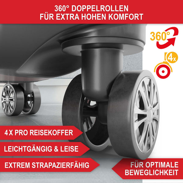 Kofferset 4tlg inkl. Kofferwaage und Schutzhülle Rose