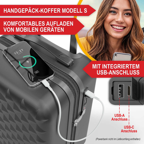 Kofferset 4tlg inkl. Kofferwaage und Schutzhülle Schwarz