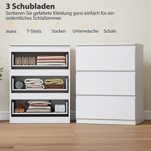 Kommode mit 3 Schubladen für Schlafzimmer Wohnzimmer Flur weiss