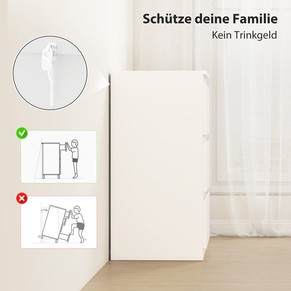 Kommode mit 3 Schubladen für Schlafzimmer Wohnzimmer Flur weiss