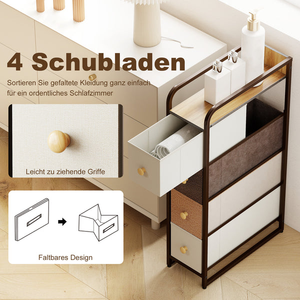 Kommode mit 4 Schubladen aus Vliesstoff für Aufbewahrung